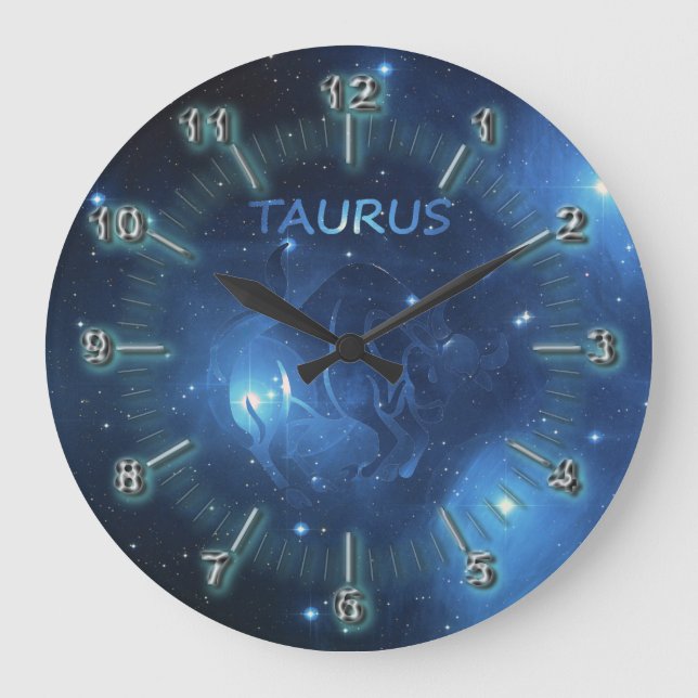 Taurus zodiac-Zeichen Große Wanduhr (Vorderseite)