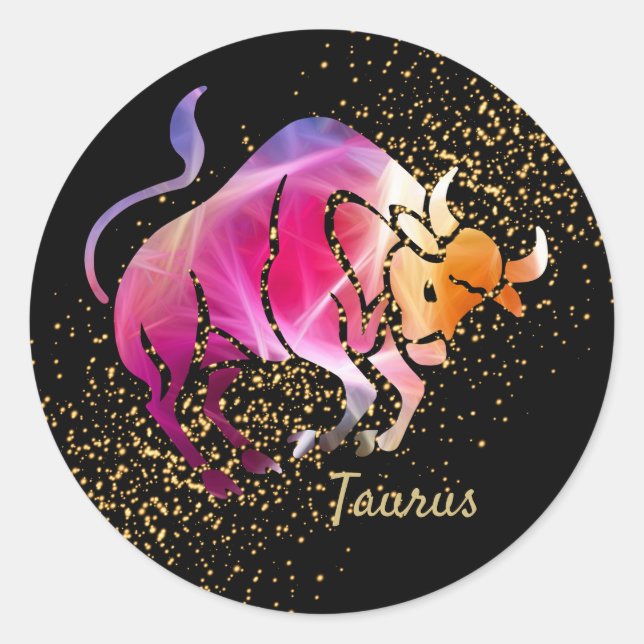 Taurus- Zodiac-Zeichen Runder Aufkleber (Vorderseite)