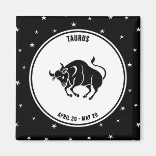 Taurus Zodiac Zeichen, Schwarz & Weiß Magnet