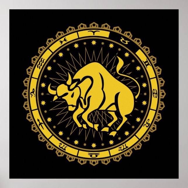 Taurus - Zodiac - Zeichen - Symbol - Horoskop Poster (Vorne)