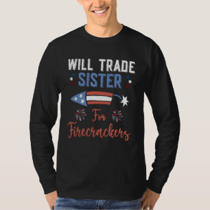 Tausche Schwester gegen Feuerwerkskörper Jungen 4 T-Shirt