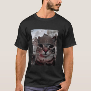 Tausend-Yard-Blick Lustiger Soldat Katzen-Meme in  T-Shirt