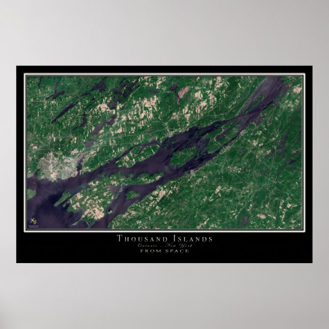 Tausende Inseln Ontario - New York Satellite Map Poster (Vorne)