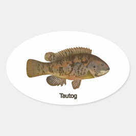Tautog (Schwarzer Fisch) Ovaler Aufkleber