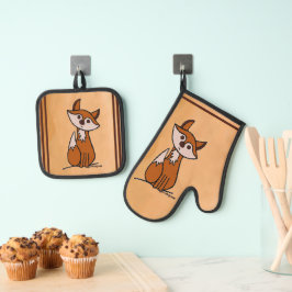 Tautropfen Feige der Fuchs Topflappen Ofenhandschuh & Topflappen-Set
