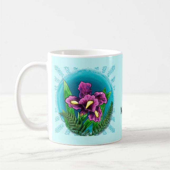 Tautropfen-Schwertlilien-Tasse Kaffeetasse (Links)