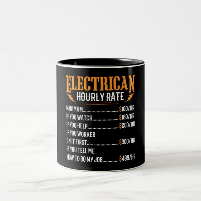 Taux horaire d'électricien à deux tons de café Mug (Centre)