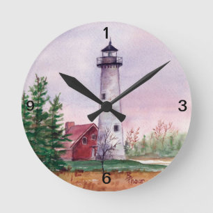 Tawas Punkt-Leuchtturm-Wanduhr Runde Wanduhr