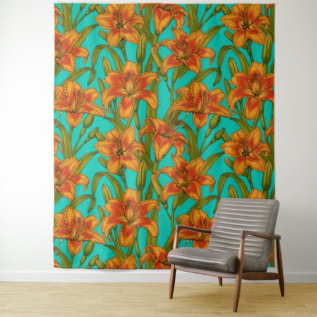 Tawny Dailily Blume Wandteppich (Beispiel)
