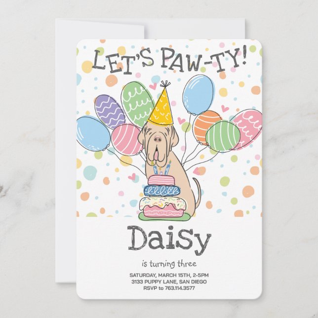 Tawny Neapolitan Mastiff Dog Birthday Einladung (Vorderseite)