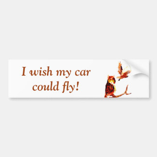 Tawny Owl Art Ich wünschte, ich könnte fliegen! Autoaufkleber