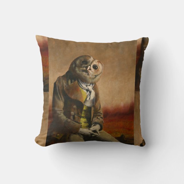 Tawny Owl Gentleman Throw Cushion Kissen (Vorderseite)