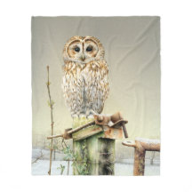 Tawny Owl im Schneevogel Wasserfarbe