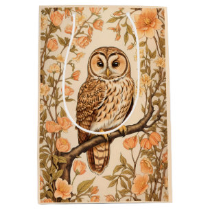 Tawny Owl Peach Blossoms William Morris Inspiriert Mittlere Geschenktüte