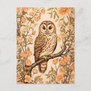 Tawny Owl Peach Blossoms William Morris Inspiriert Postkarte