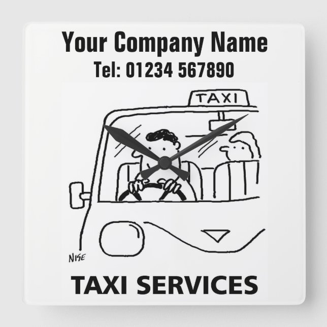 Taxi & Autovermietung Cartoon Uhr (Vorderseite)