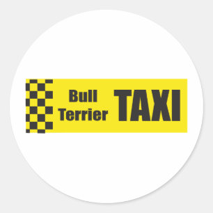 Taxi Bull Terrier Runder Aufkleber
