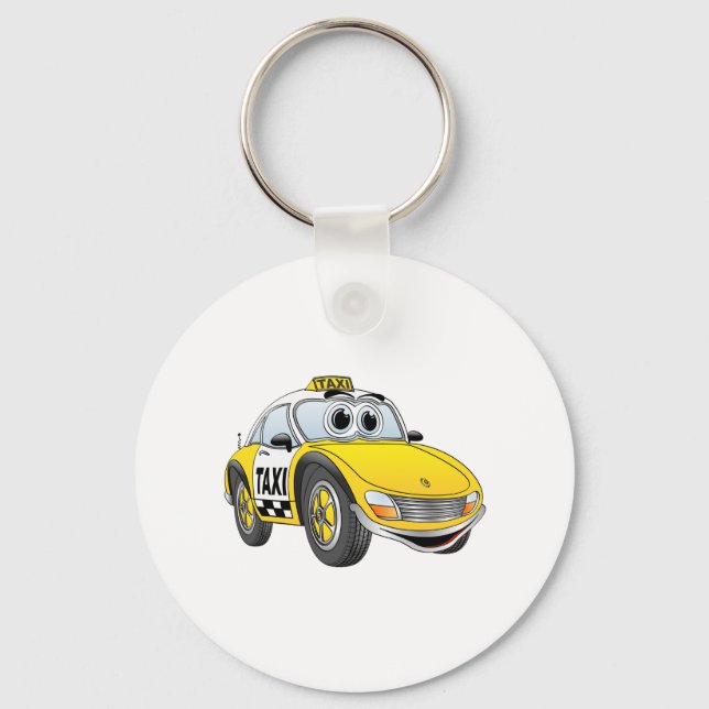 Taxi Cab Cartoon Schlüsselanhänger (Vorderseite)