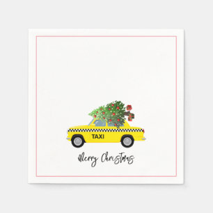 Taxi Cab Frohe Weihnachtsbaum Feierliche Feierlich Serviette
