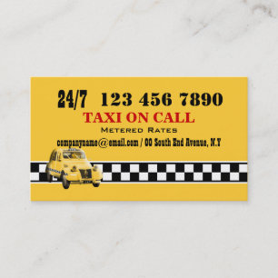 Taxi Cab gelb schwarz weiß #5 Visitenkarte