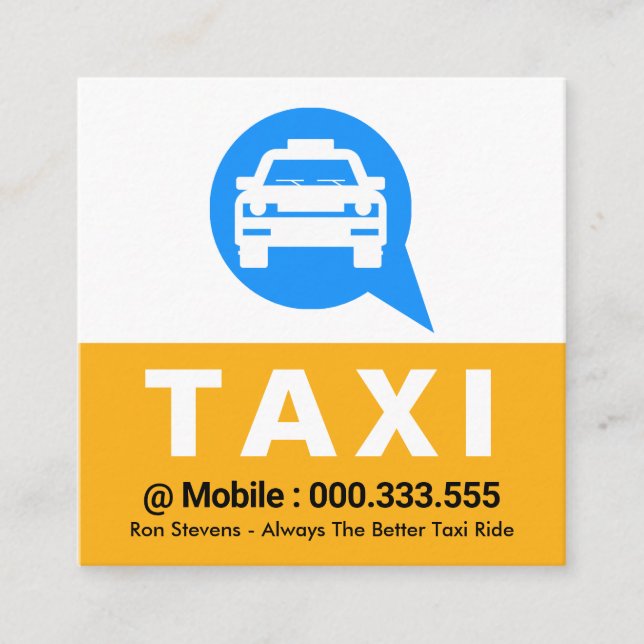 Taxi Cab Speech Box Treiber Quadratische Visitenkarte (Vorderseite)