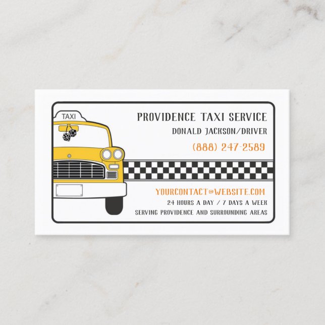 Taxi Carte de visite de taxi jaune (Devant)