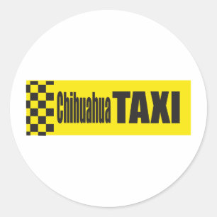 Taxi Chihuahua Runder Aufkleber