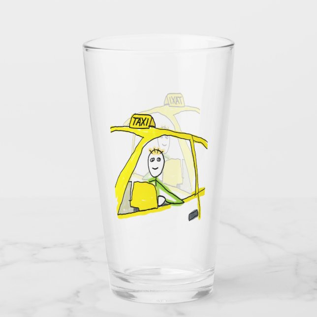 Taxi Driver Stickman Glas (Vorderseite)