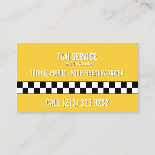 Taxi Führer Schwarzweiß-Muster Visitenkarte (Vorderseite)