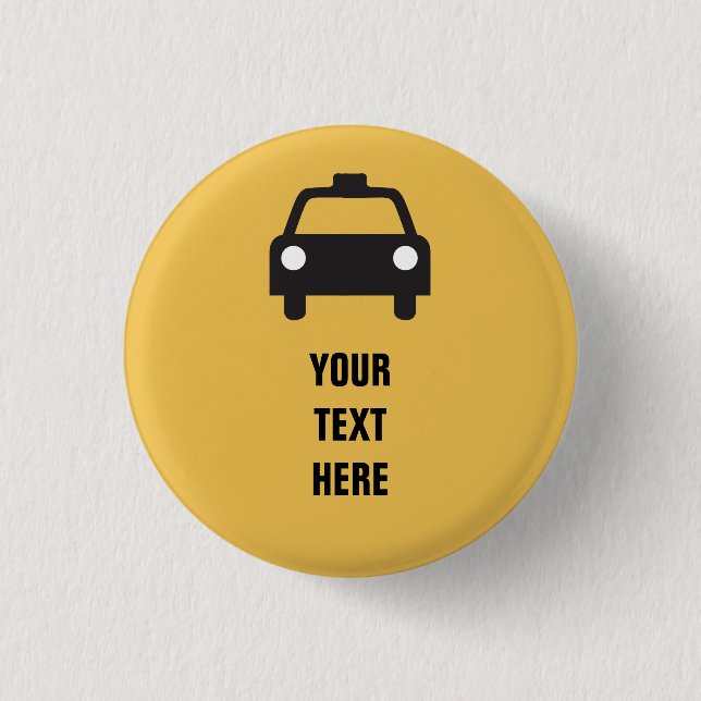 Taxi-Ikone mit kundenspezifischem Text Transport Button (Vorderseite)