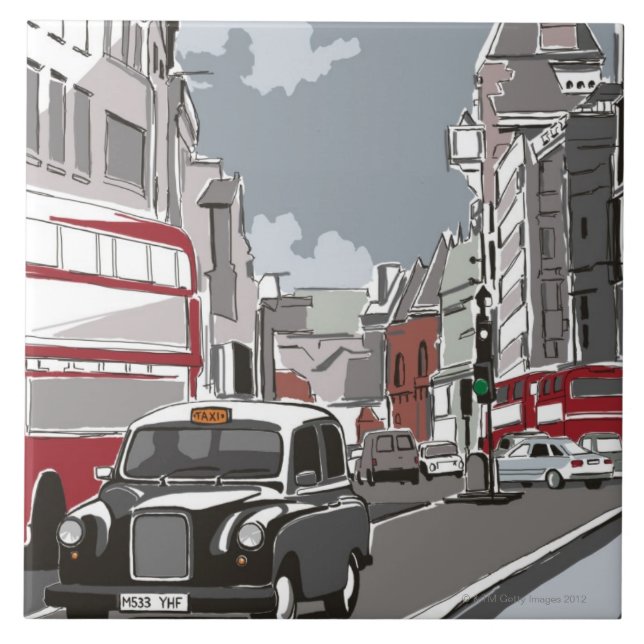 Taxi in London Fliese (Vorderseite)