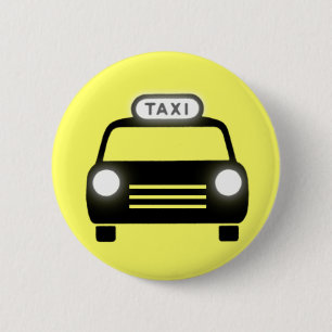 Taxi in Schwarzem u. im Weiß Button