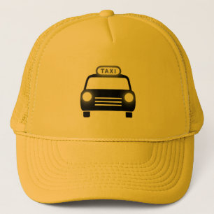 Taxi in Schwarzem u. im Weiß Truckerkappe