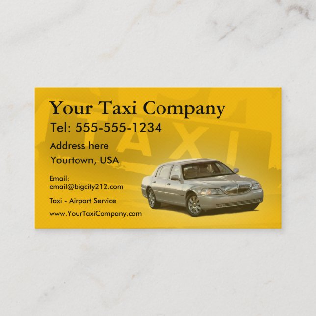 Taxi-KUNDENGERECHTE Visitenkarten Visitenkarte (Vorderseite)