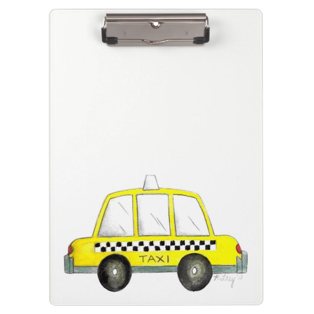 Taxi NYC Gelb New York City Checkered Cab Print Klemmbrett (Vorderseite)