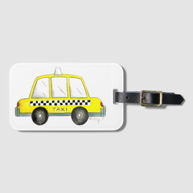Taxi NYC Gelb New York City Karren Auto Gepäckanhänger (Vorderseite (Horizontal))
