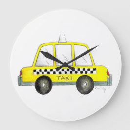 Taxi NYC Yellow New York City Checkered Cab Gesche Große Wanduhr