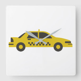 Taxi Quadratische Wanduhr