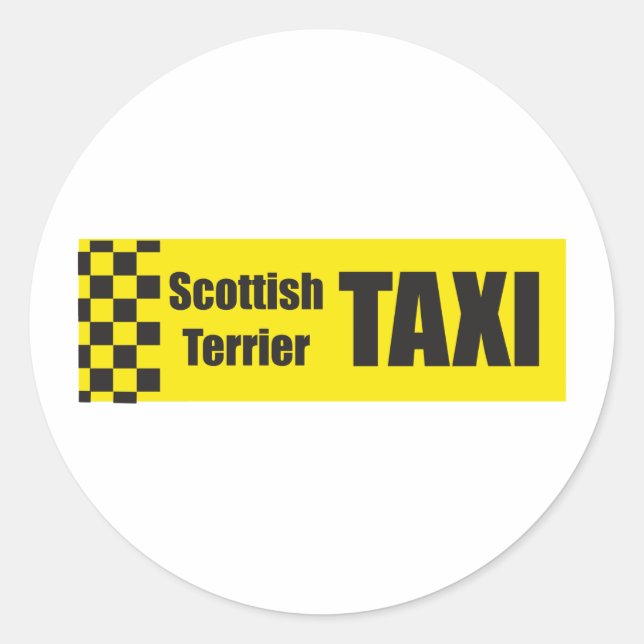 Taxi Scottish Terrier Runder Aufkleber (Vorderseite)