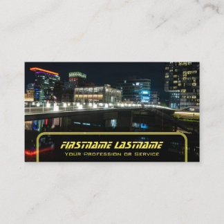 Taxifahrer Cabdriver gelbes Taxi Neon Stadtlichter Visitenkarte