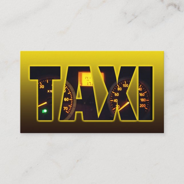 Taxifahrer gelbes Taxi schwarze Briefe Visitenkarte (Vorderseite)
