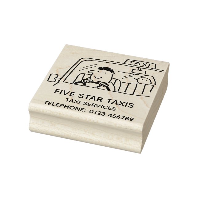 Taxifahrer hinter dem Rad Gummistempel (Stempel)
