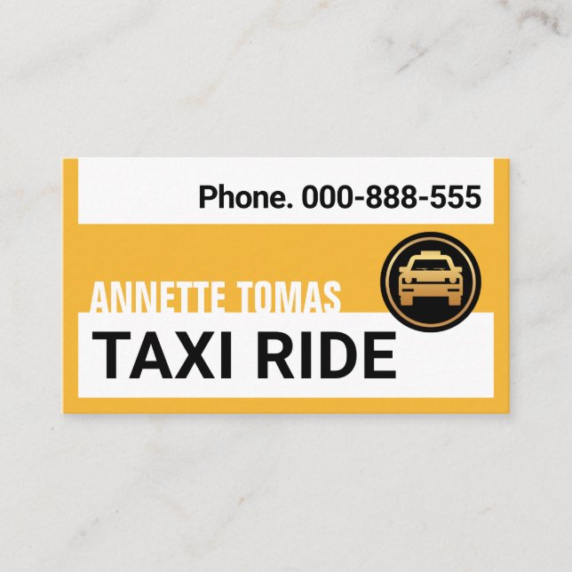 Taxifahrer mit gelben Taxibeständen Visitenkarte (Vorderseite)