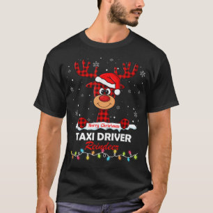 Taxifahrer-Rentier-Santa-Hut-Buffalo-Karo-Christus T-Shirt