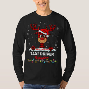 Taxifahrer-Rentier-Santa-Hut-Buffalo-Karo-Christus T-Shirt