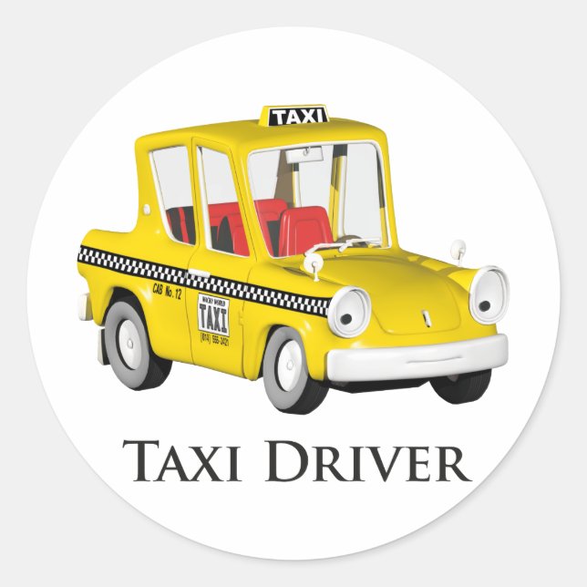 Taxifahrer Runder Aufkleber (Vorderseite)