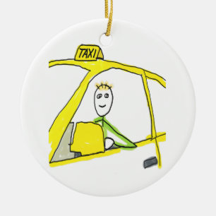 Taxifahrer Stickman Keramik Ornament