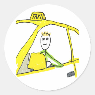 Taxifahrer Stickman Runder Aufkleber