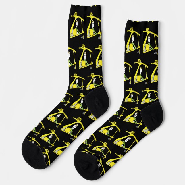 Taxifahrer Stickman Socken (Linkes Detail)