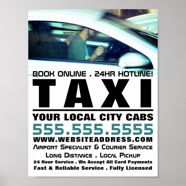 Taxifahrer, Taxifahrer-Kab-Werbung Poster (Vorne)